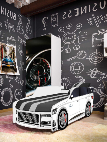 Кровать детская VRN- Premium P003 AUDI Q7 (Белый, Черный)