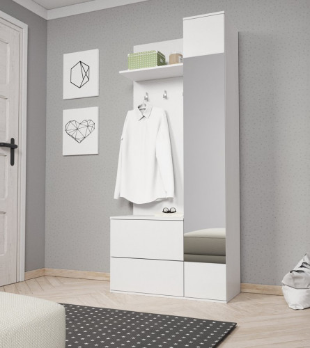 Прихожая с зеркалом Perfect Home Грин/Green 3-дверная Белый