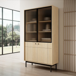 Витрина Perfect Home Джапанди / Japandi WT104 2-дверная Дуб линеа