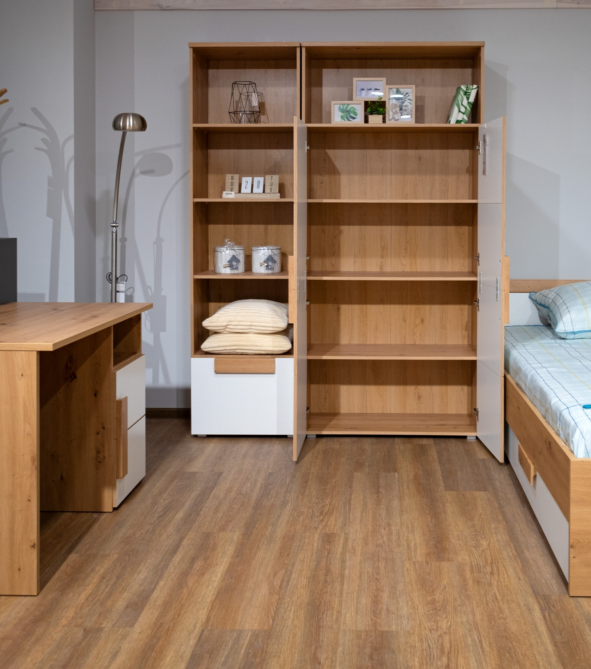 Стеллаж Forte ARKINA LBLR82 дуб артизан-белый