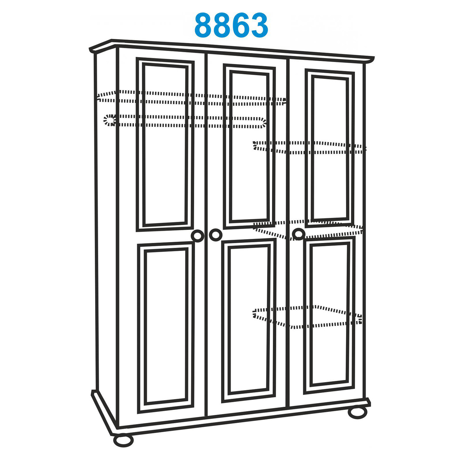 IDEA Шкаф 3-дверный 8863B белый лак