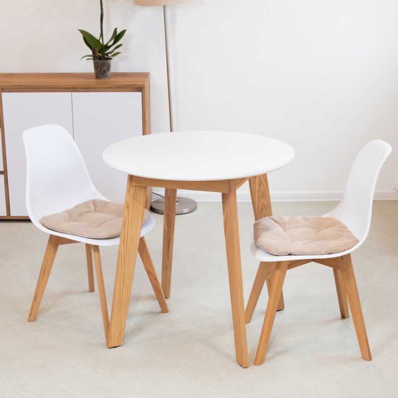 Стол круглый кухонный (дерево, МДФ, HPL) Ont-  Густаво 75 Белый