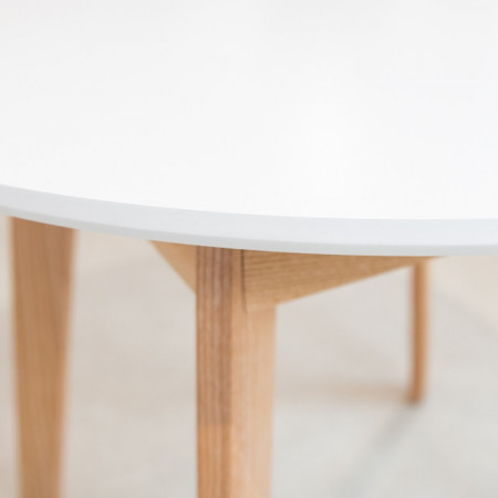 Стол круглый кухонный (дерево, МДФ, HPL) Ont-  Густаво 75 Белый