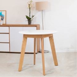 Стол круглый кухонный (дерево, МДФ, HPL) Ont-  Густаво 75 Белый