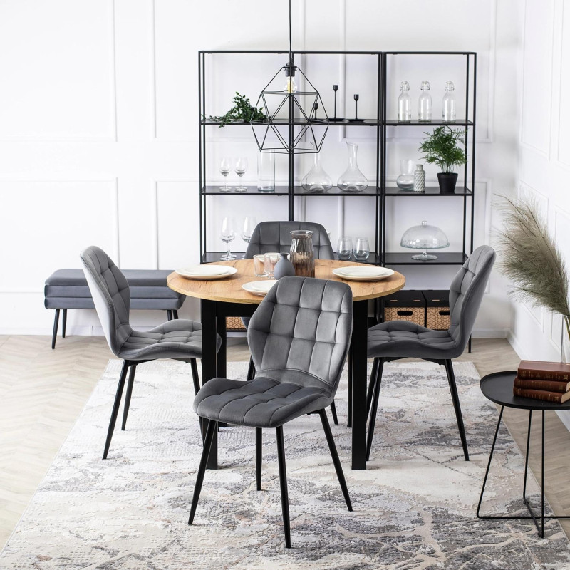 Стул обеденный MEBEL ELITE Lucky (серый велюр, черные ножки)