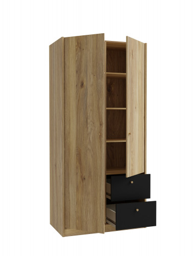 Шкаф на 2 двери и 2 ящика Forte COXIM CXMS921L (дуб Маувелла/черный)