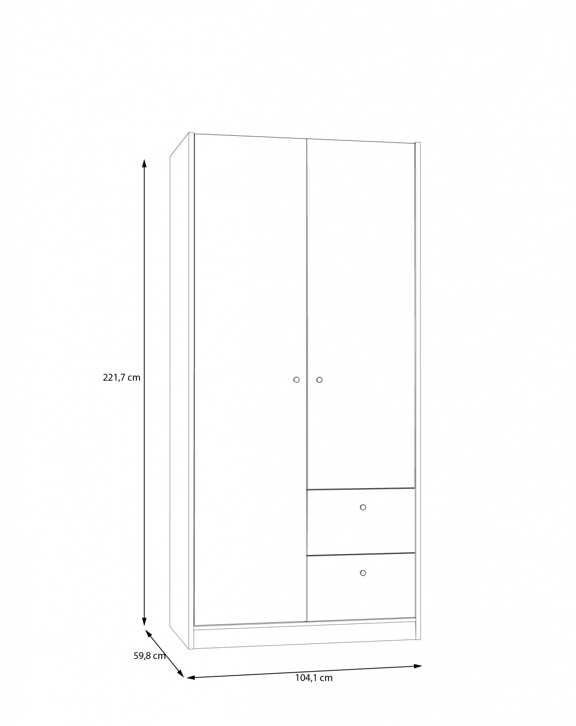 Шкаф на 2 двери и 2 ящика Forte COXIM CXMS921L (дуб Маувелла/черный)