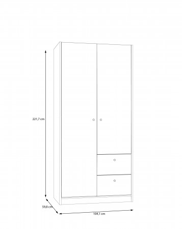 Шкаф на 2 двери и 2 ящика Forte COXIM CXMS921L (дуб Маувелла/черный)