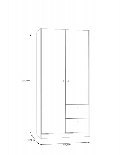 Шкаф на 2 двери и 2 ящика Forte COXIM CXMS921L (дуб Маувелла/черный)