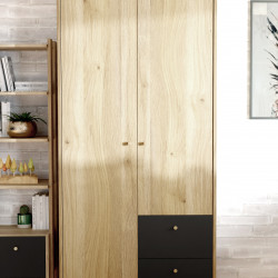 Шкаф на 2 двери и 2 ящика Forte COXIM CXMS921L (дуб Маувелла/черный)