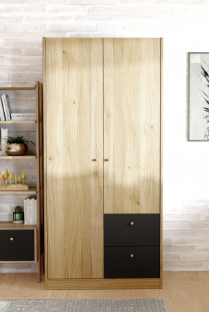 Шкаф на 2 двери и 2 ящика Forte COXIM CXMS921L (дуб Маувелла/черный)