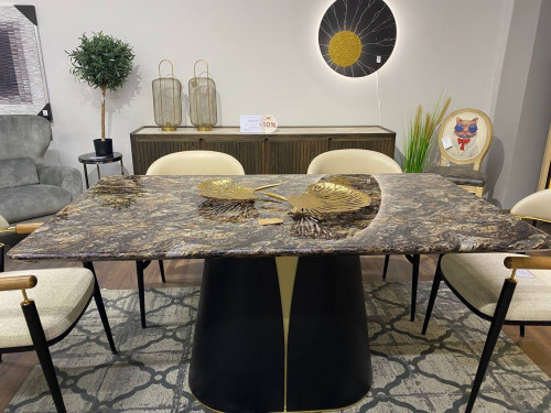 Стол обеденный TOP- Арго черный орех/ золото