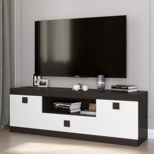 Тумба под телевизор EVR- Соната ТВ-1500 венге + фасад белый 1