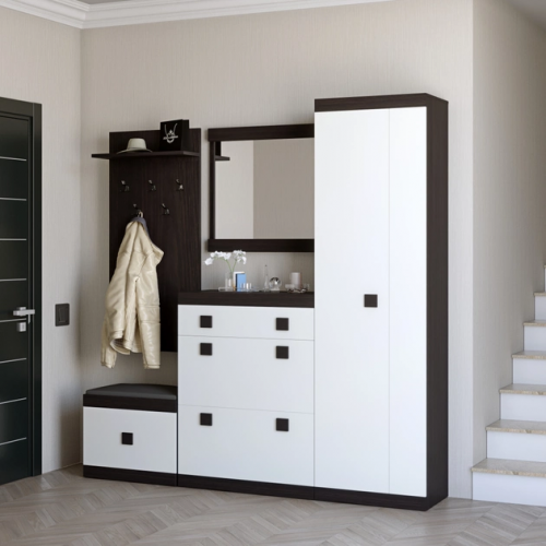 Прихожая(модульная) EVR- Соната-1 венге темный + белый