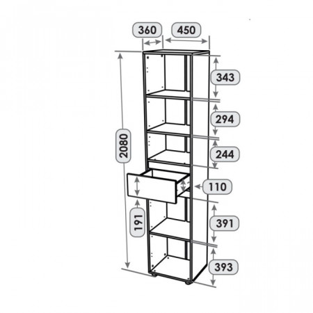 Пенал с ящиком EVR- Лайт ПЛ-1 графит
