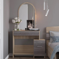 Стол будуарный с зеркалом EVR- Трюмо-1 дуб Сонома + трюфель