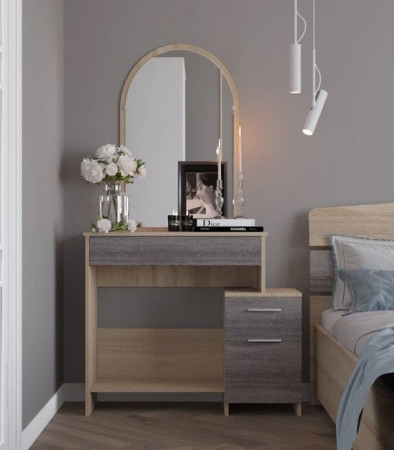 Стол будуарный с зеркалом EVR- Трюмо-1 дуб Сонома + трюфель