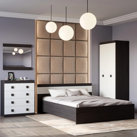 Спальня (модульная) EVR- Соната-4 венге темный + фасад белый