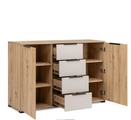 Комод MRK- TEDDY 2 дв 4 шх дуб Артизан/ Кашемир