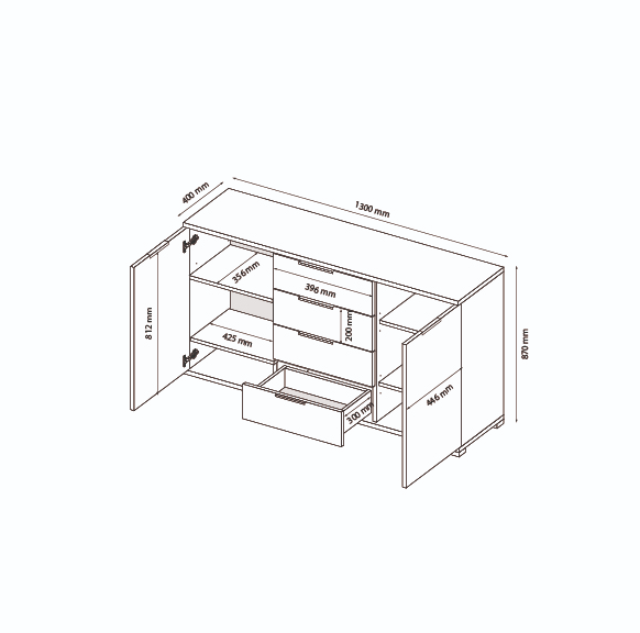 Комод MRK- TEDDY 2 дв 4 шх дуб Артизан/ Кашемир