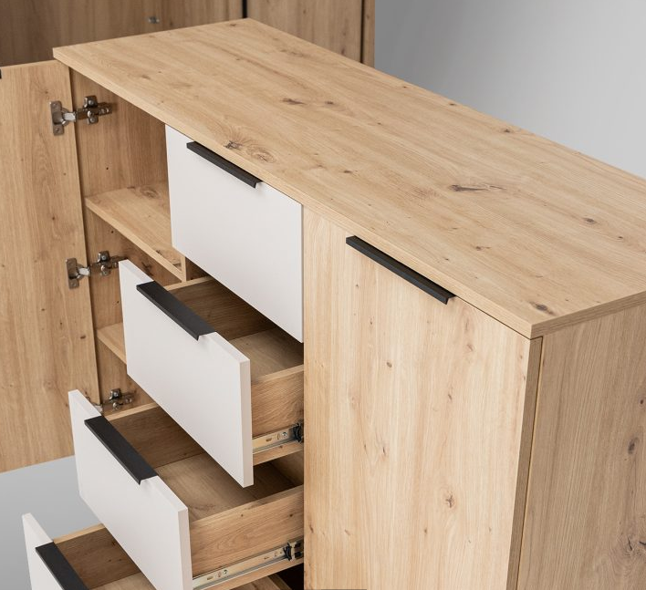 Комод MRK- TEDDY 2 дв 4 шх дуб Артизан/ Кашемир