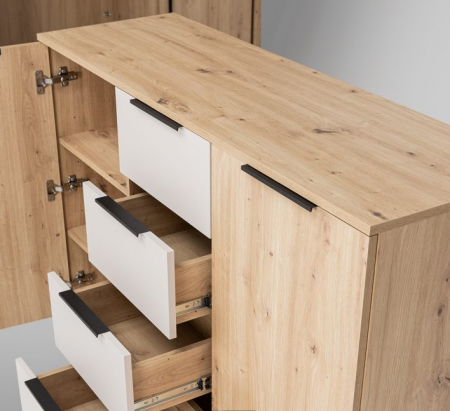 Комод MRK- TEDDY 2 дв 4 шх дуб Артизан/ Кашемир