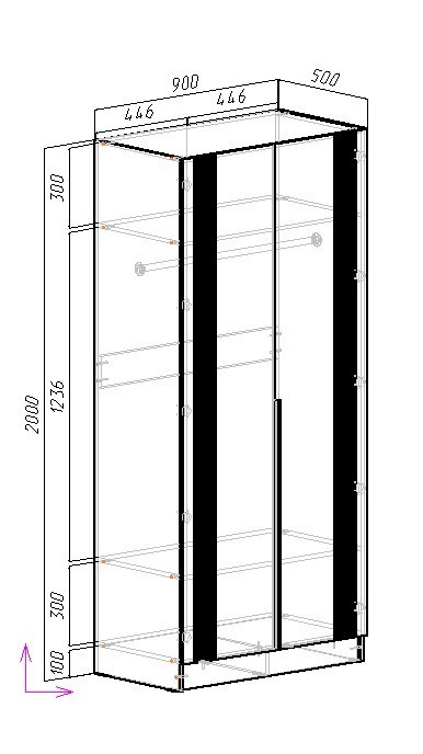 Шкаф на 2 двери ViA- APC А-2 (дуб тахо/темно-серый)