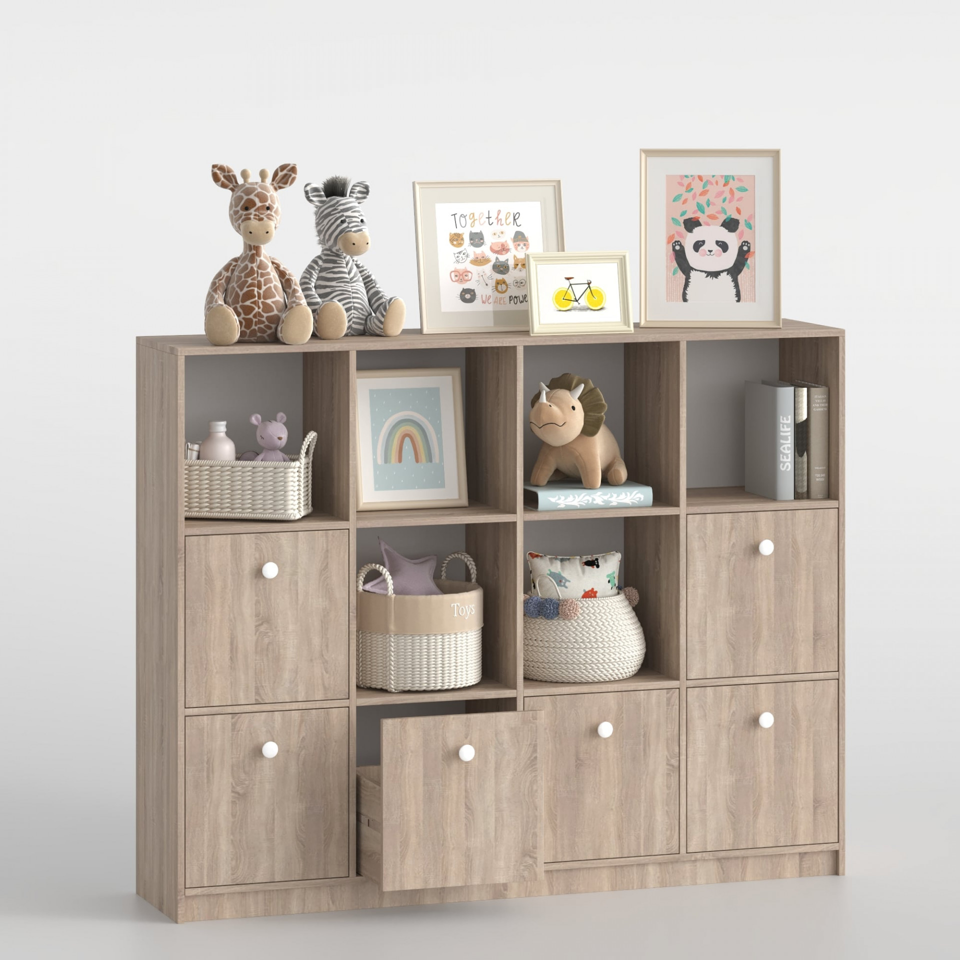 Стеллаж детский 126х160х35 см с шухлядами KOD- ШК-ящ-детский