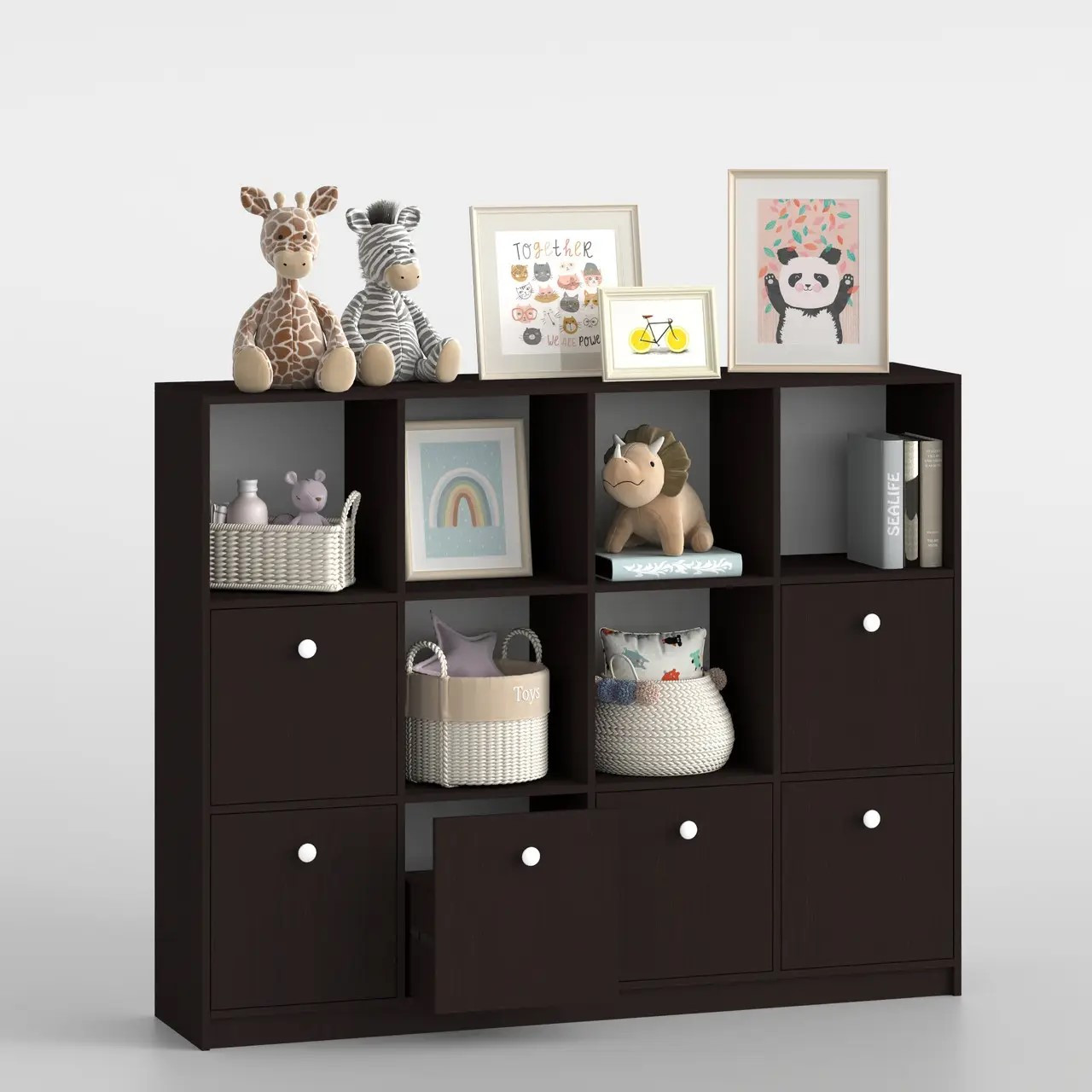 Стеллаж детский 126х160х35 см с шухлядами KOD- ШК-ящ-детский