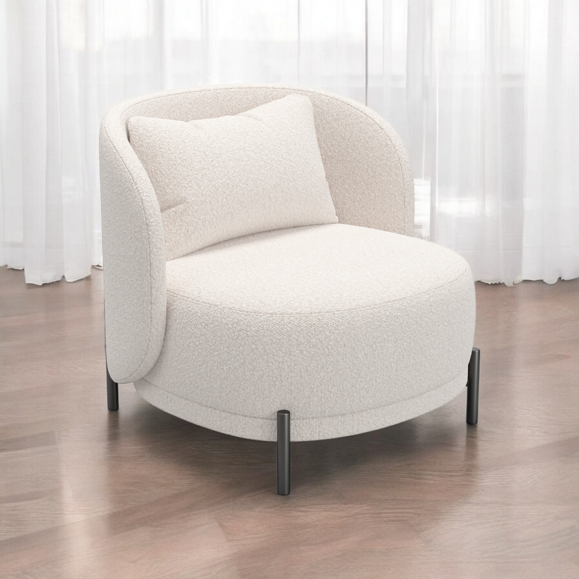 Дизайнерское кресло на металлических ножках Mil- Celestia Белый