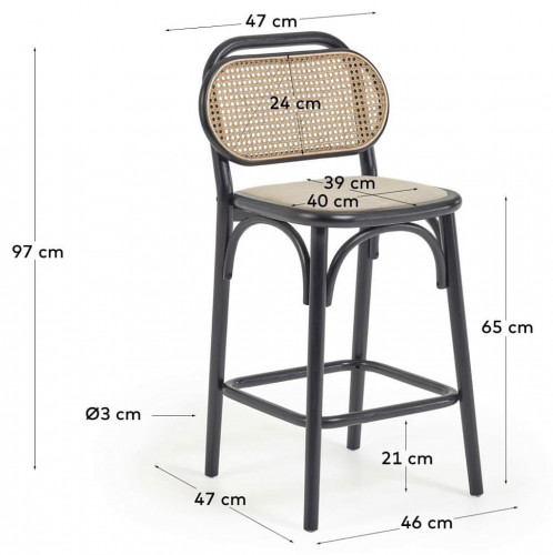Стул барный Kave Home DORIANE CC2112MV12 (черный)