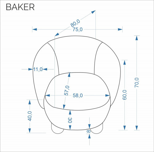 Кресло для отдыха HALMAR BAKER бежевый
