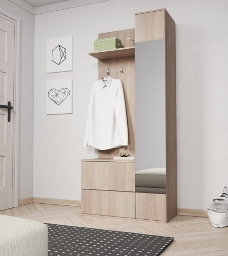 Прихожая с зеркалом Perfect Home Грин/Green 3-дверная Дуб сонома
