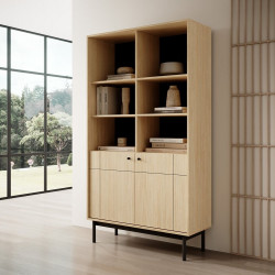 Стеллаж Perfect Home Джапанди / Japandi R104 2-дверный Дуб линеа