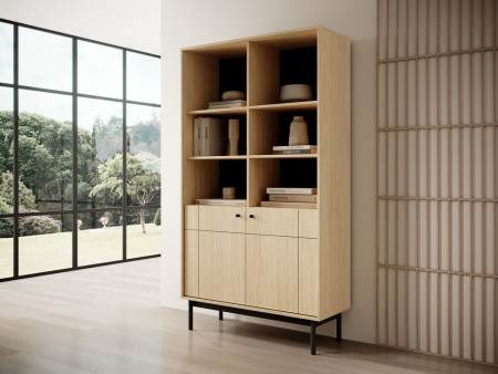 Стеллаж Perfect Home Джапанди / Japandi R104 2-дверный Дуб линеа