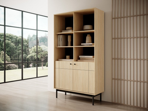 Стеллаж Perfect Home Джапанди / Japandi R104 2-дверный Дуб линеа