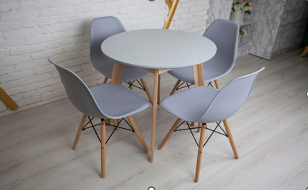 Стол круглый кухонный (дерево, МДФ, HPL) Ont-  Густаво 75 Серый