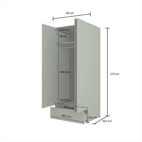 Шкаф на 2 двери с 1 ящиком Helvetia CROSS S 24CWMY18 (конго-черный)