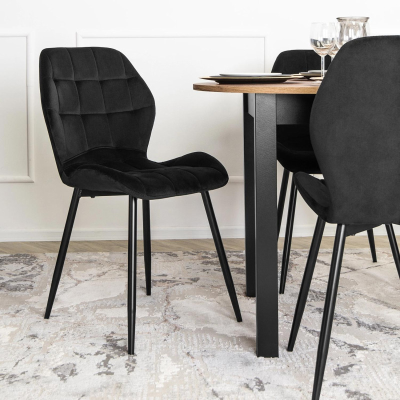 Стул обеденный MEBEL ELITE Lucky (черный велюр, черные ножки)