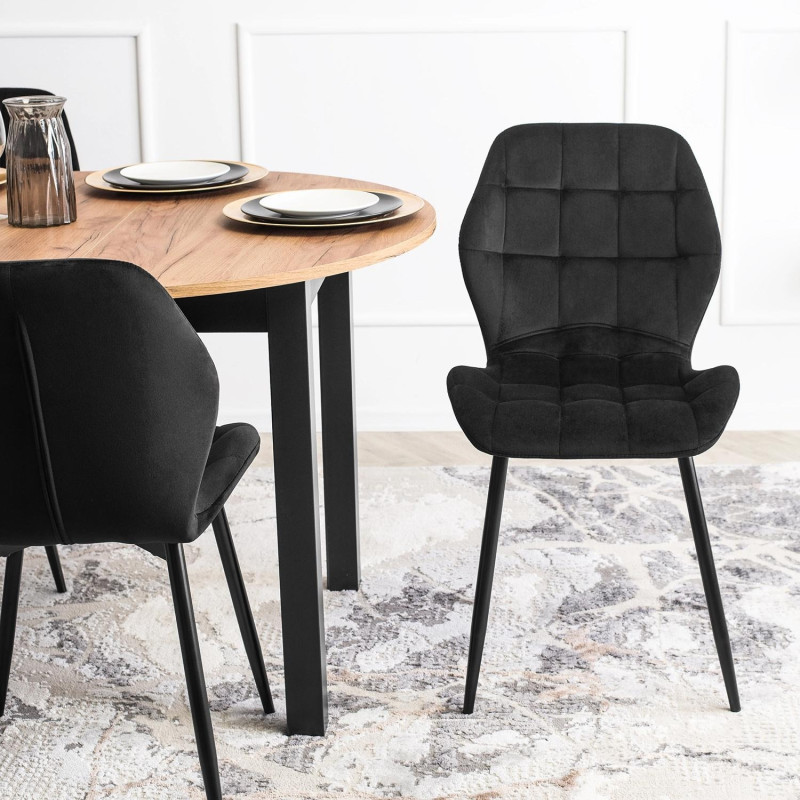 Стул обеденный MEBEL ELITE Lucky (черный велюр, черные ножки)