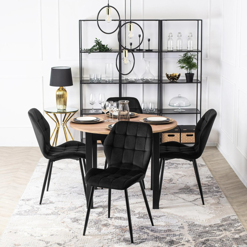 Стул обеденный MEBEL ELITE Lucky (черный велюр, черные ножки)