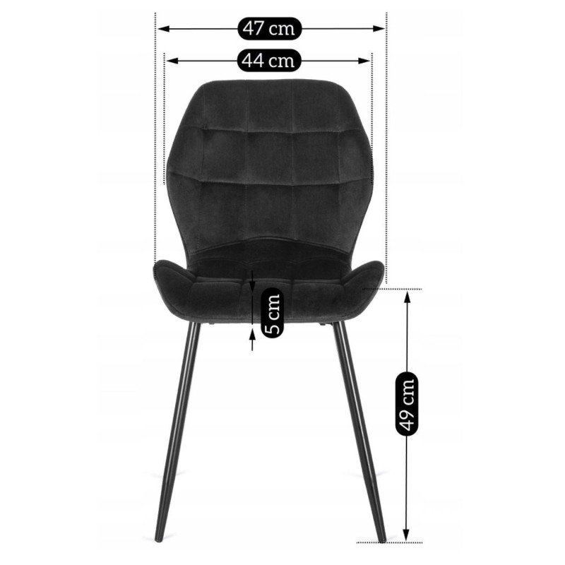 Стул обеденный MEBEL ELITE Lucky (черный велюр, черные ножки)