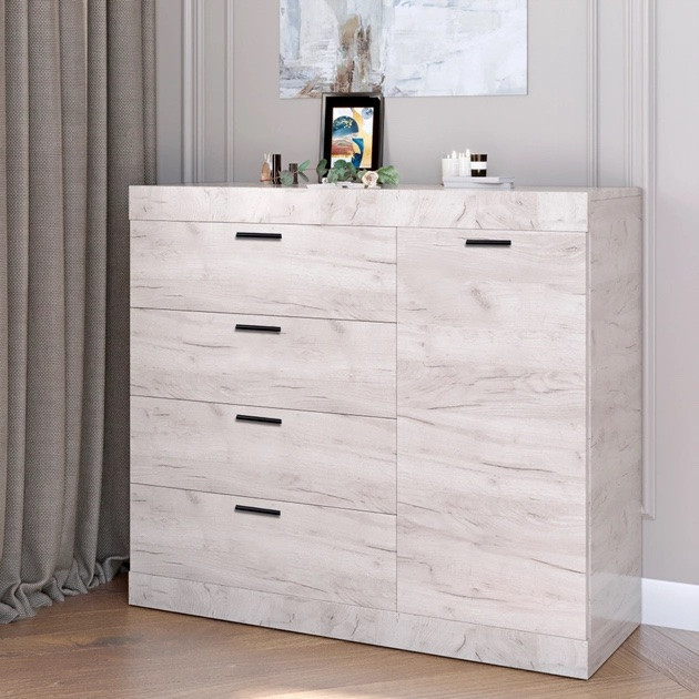 Большой комод EVR- Соната-5 крафт белый