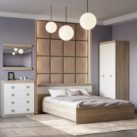 Спальня (модульная) EVR- Соната-4 дуб Сонома + фасад белый