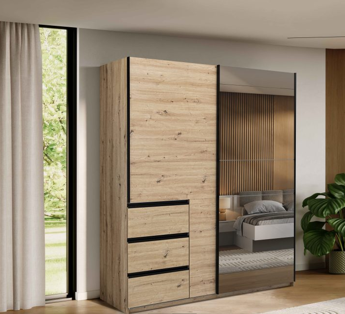 Шкаф - купе MRK- TEDDY 1,75х2,1 м Дуб Артизан / Зеркало