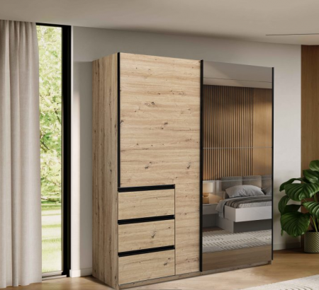 Шкаф - купе MRK- TEDDY 1,75х2,1 м Дуб Артизан / Зеркало