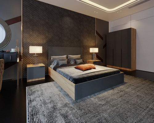 Шкаф на 3 двери ViA- APC А-3 (дуб тахо/темно-серый)