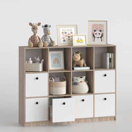 Стеллаж детский 126х160х35 см с шухлядами KOD- ШК-ящ-детский (белый фасад)