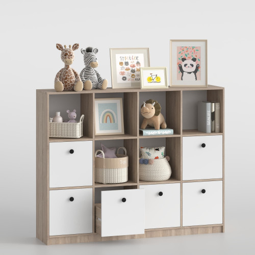 Стеллаж детский 126х160х35 см с шухлядами KOD- ШК-ящ-детский (белый фасад)