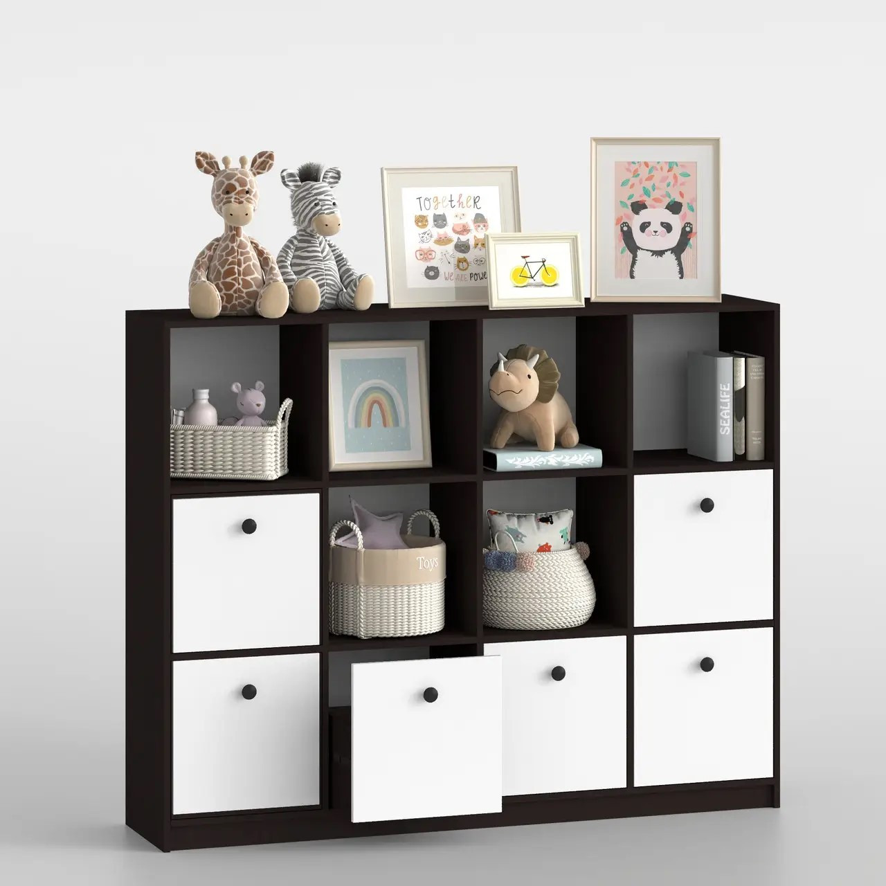 Стеллаж детский 126х160х35 см с шухлядами KOD- ШК-ящ-детский (белый фасад)